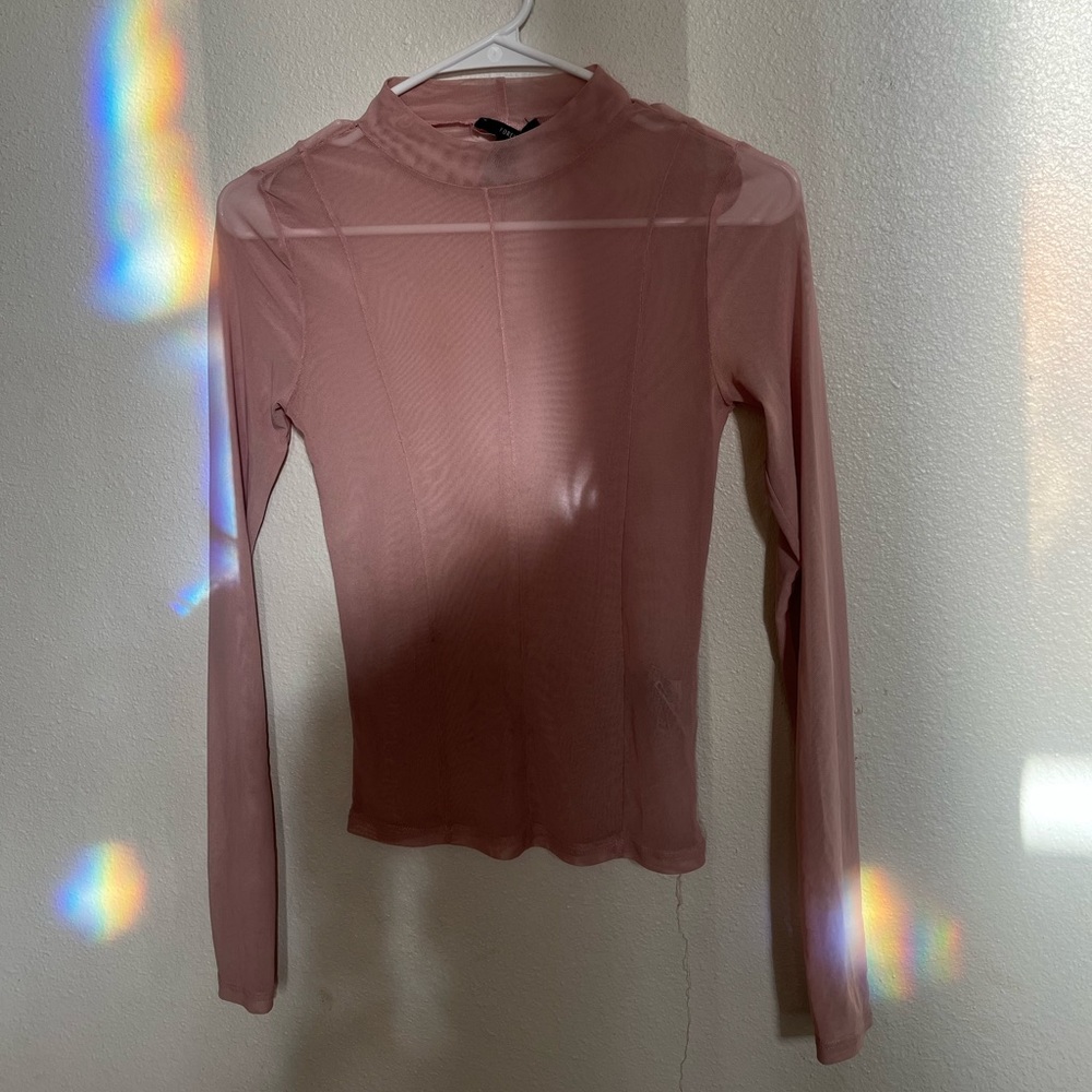 Pink Sheer Long Sleeve top Size S